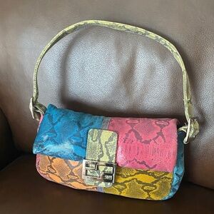Cache Y2K Multicolor Snakeskin Pattern Bag.